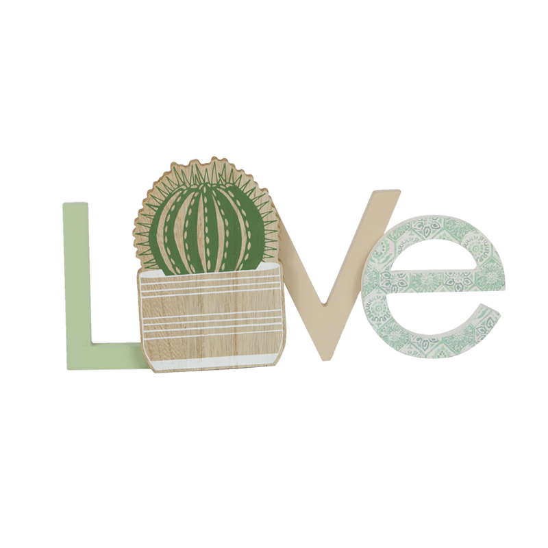 Summer Wooden Cactus Stand Home Decoration