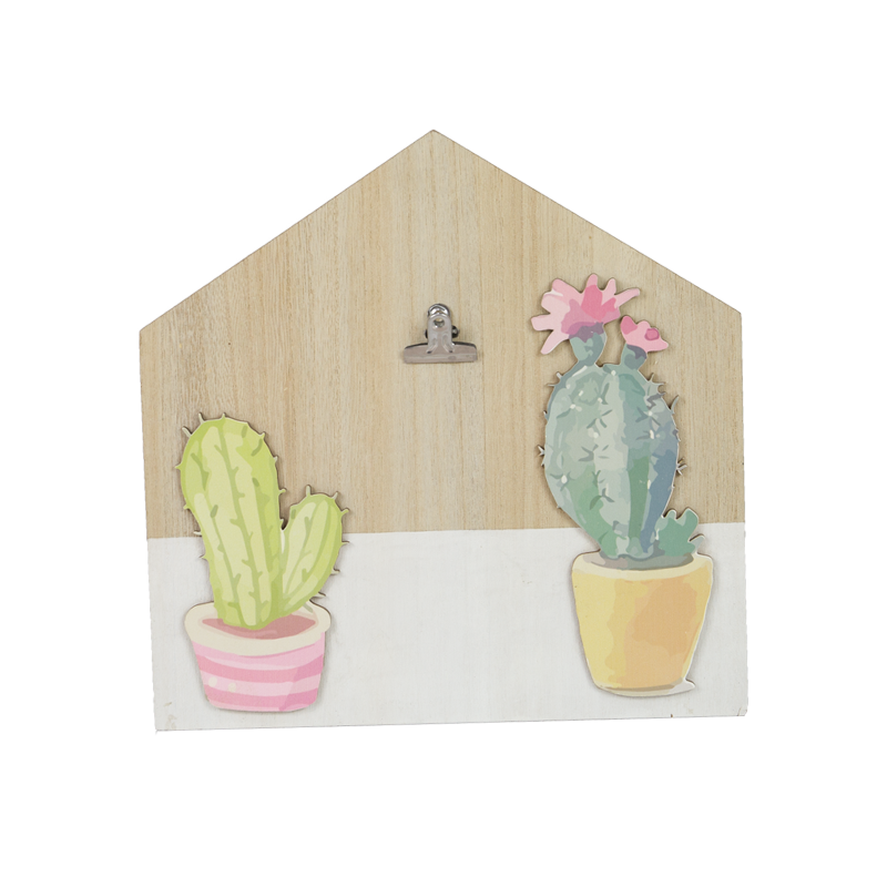 Summer Wooden Cactus House Clip Home Decoration