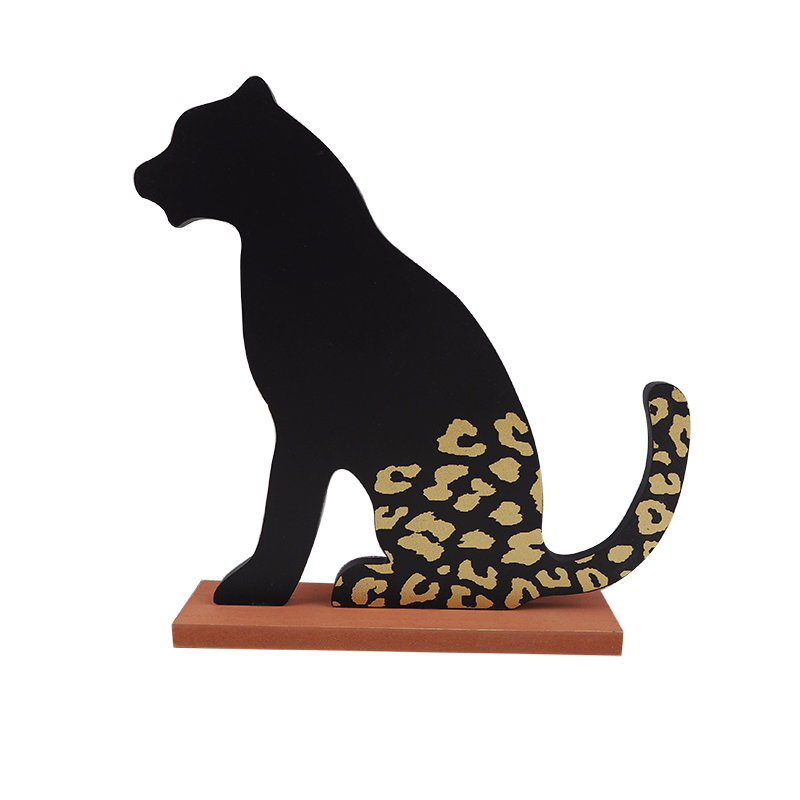 Wooden Leopard Stand Home Decoration