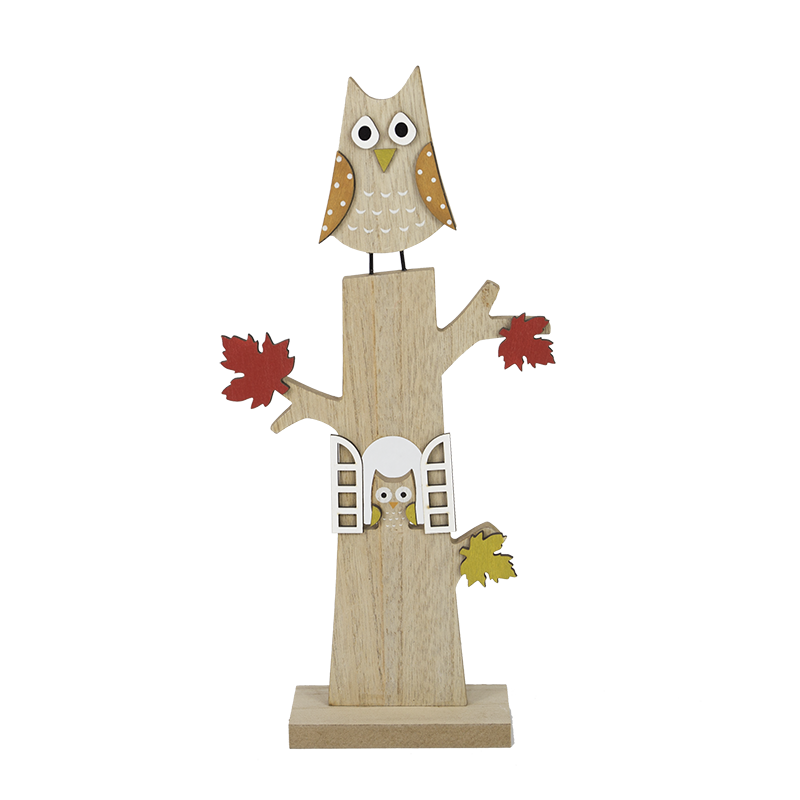 Harvest Owl Wooden Stand Home Decoration