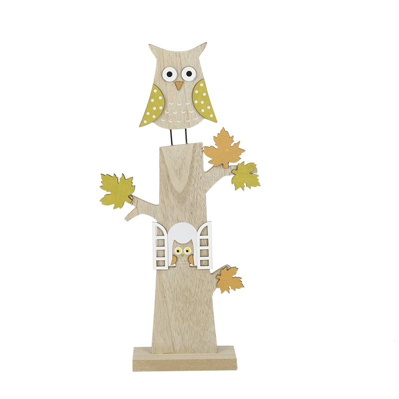 Harvest Wooden Owl Stand Home Decoration