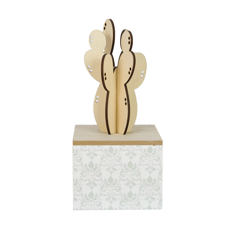 Summer Cactus Wooden Box Home Decoration