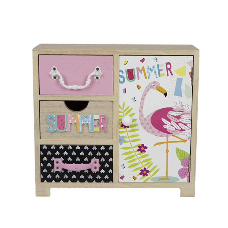 Summer Flamingo Wooden Drawer Home Decoration